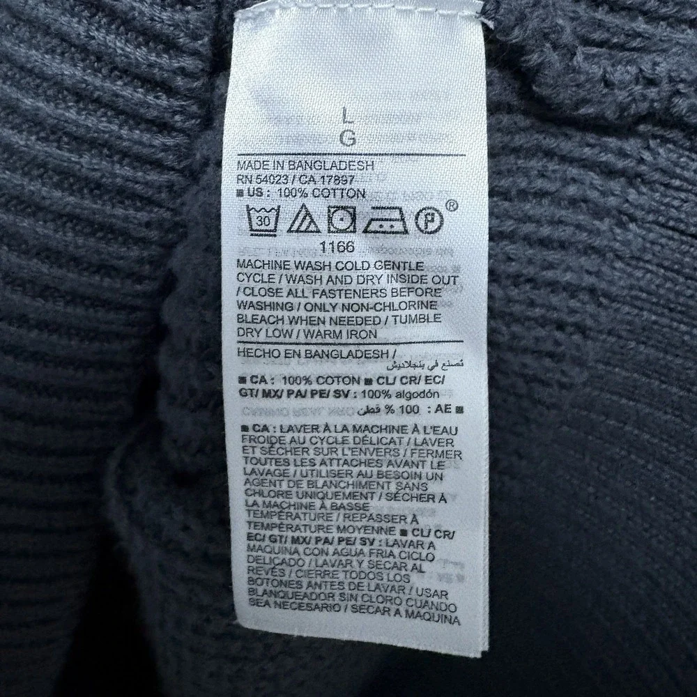 Old Navy Sweater Mens L Gray Zip Neck Cotton Shaker Knit Mock Neck Pullover